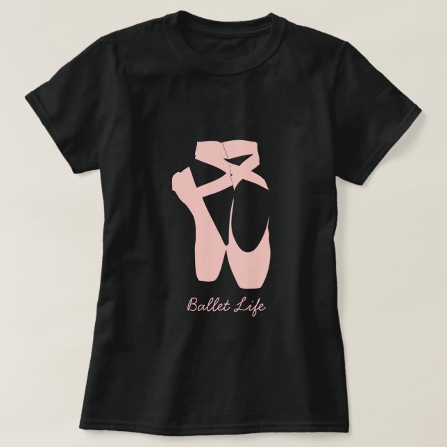 Camiseta Calçados de pontas de balé rosa (Frente do Design)