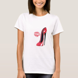 Camiseta Calçados vermelhos e beijo do estilete