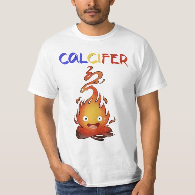 Camiseta Calcifer fire redcalcifer, uivos movendo castelo,  (Frente)