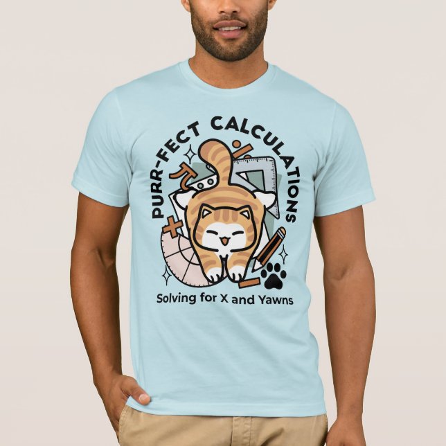 Camiseta Cálculos Perfeitos – Design de Gato de Matemática  (Frente)