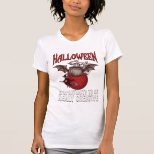 Camiseta Caldeirão Alado de Morcego de Halloween Bruxa Voad