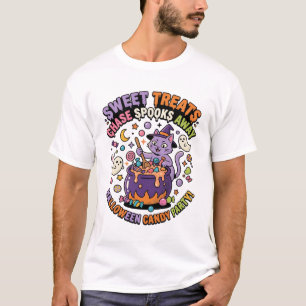 Camiseta Caldeirão de Doces de Halloween Assustadores