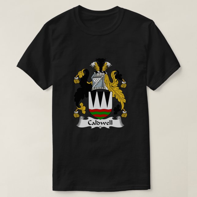 Camiseta Caldwell Casaco de Braços Crest da Família Caldwel (Frente do Design)