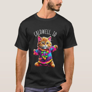 Camiseta Caldwell Idaho EUA Gato Dançante Colorido Fofo Div
