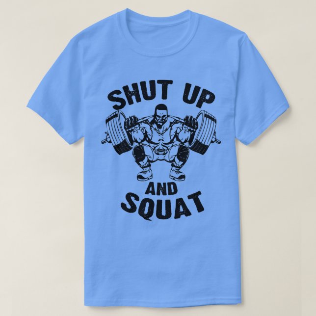 Camiseta Cale-se e Controle de peso de Gym Levantando Malha (Frente do Design)