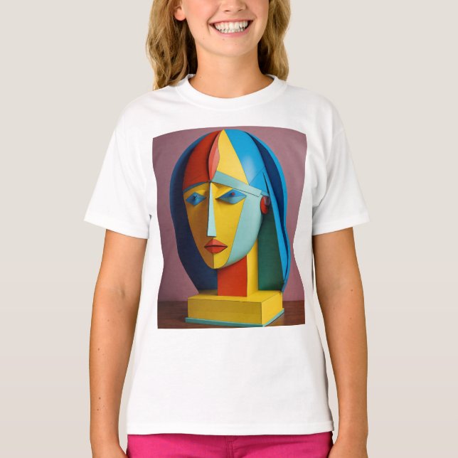 Camiseta Caleidoscópio Cubista: Anualmente 3D Picasso Extra (Frente)