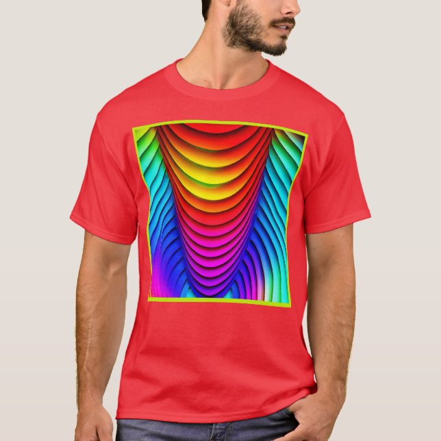Camiseta Caleidoscópio de Cores Padrão 3D (Frente)