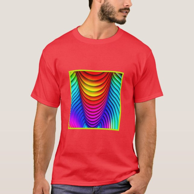 Camiseta Caleidoscópio de Cores Padrão 3D (Frente)