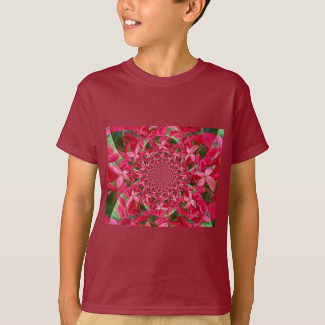Camiseta Caleidoscópio de Crimson: Arte Flor Sanguínea Milk (Frente)
