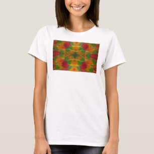 Camiseta caleidoscópio de penas de arara