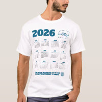 Camiseta Calendário 2026 Logotipo Código QR Promoç