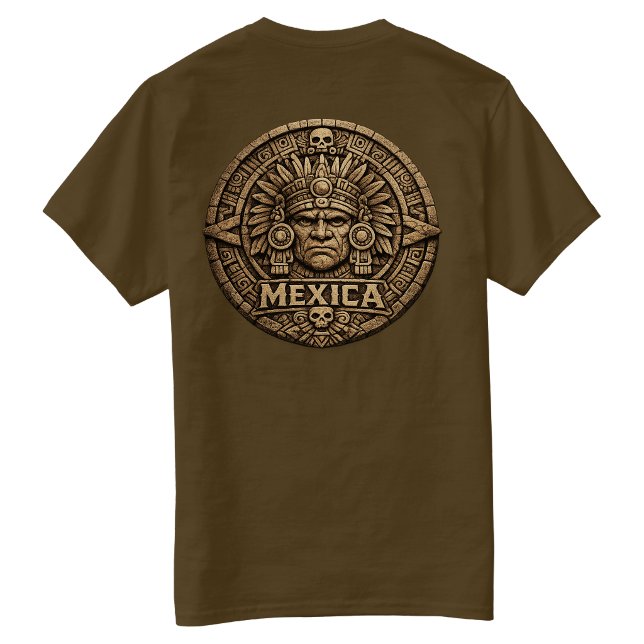Camiseta Calendário Asteca - Acertou nas costas (Aztec Calendar - Back hit T-Shirt)