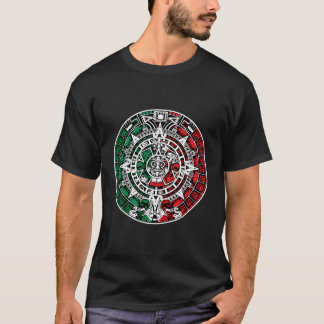Camiseta Calendário Aztec Com Cores De Sinalizador Mexicano