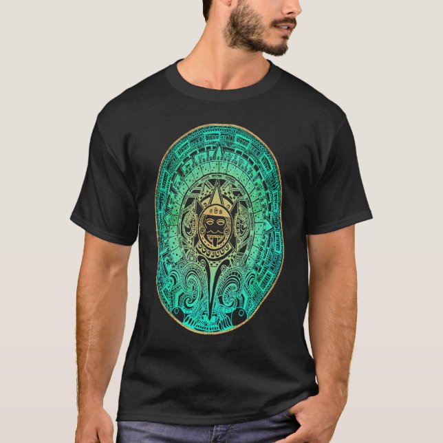 Camiseta Calendário Aztec Mayas Aztec Histórico do México 1 (Frente)