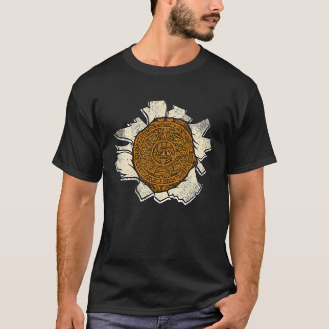 Camiseta Calendário Aztec Mayas Aztec Histórico do México 1 (Frente)