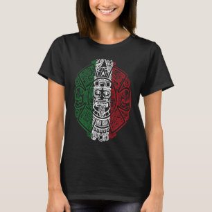 Camiseta Calendário Chicano da Bandeira Mexicana Asteca