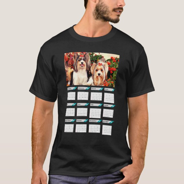 Camiseta Calendário de Cuppies de Terrier Biewer 2023 (Frente)