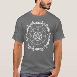 Camiseta Calendário Wiccan, ocultista, símbolo wiccan, pent