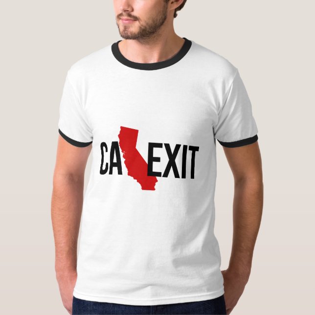 Camiseta Calexit - saída de Califórnia - vermelho - - (Frente)
