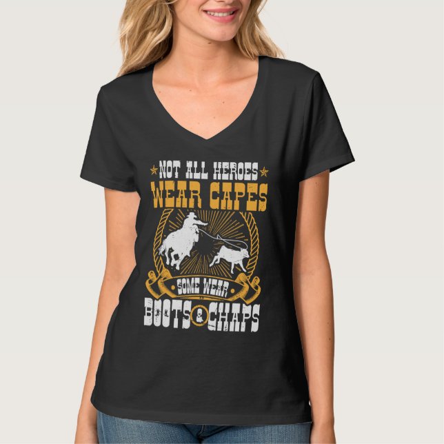 Camiseta Calf Roping Not All Heroes Wear Capes Breakaway Ro (Frente)