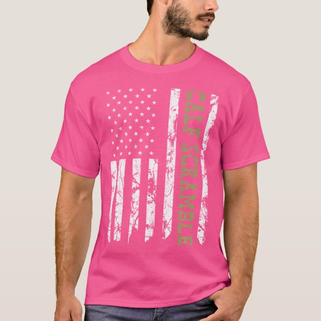 Camiseta Calf Scramble American Flag Patriotic Rodeo (Frente)