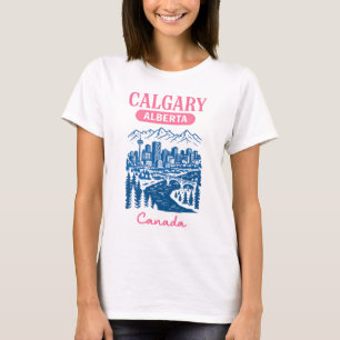 Camiseta Calgary Alberta Canadá Paisagem Urbana Fofa Pastel