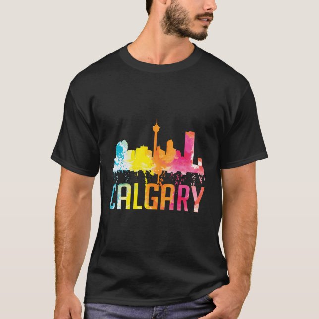 Camiseta Calgary Alberta Canada Watercolor City Skyline Sou (Frente)