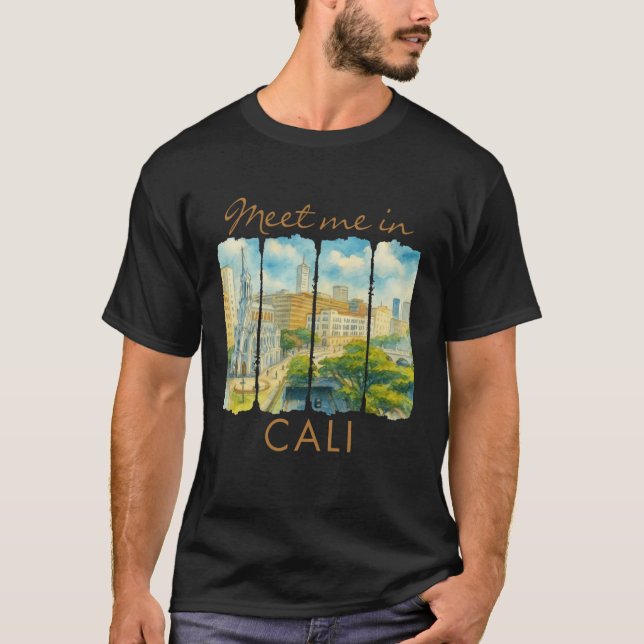 Camiseta Cali Colombia Traveling Brushstroke Meet Me In Cal (Frente)
