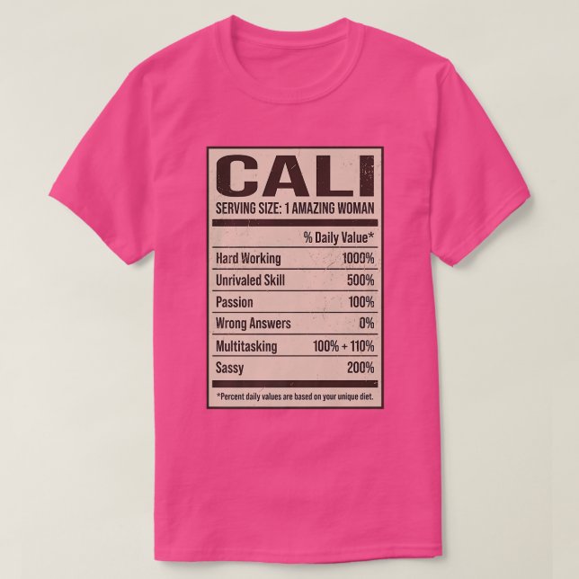Camiseta Cali Nutrição Fatos Nome Apelido Alias Título Fri (Frente do Design)