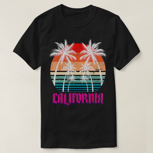 Camiseta Cali Summer Vacing Palm Trees CA Beach Retro Cal (Frente do Design)