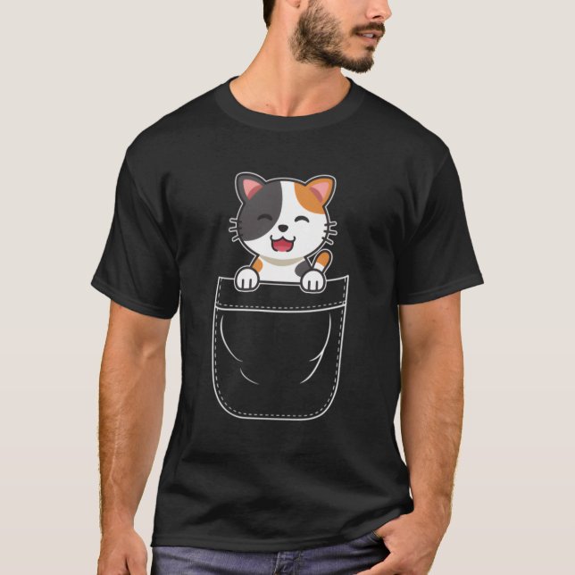 Camiseta Calico Cat Kitten No Bolso (Frente)