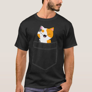 Camiseta Calico Cat No Pocket Engraçado Pocket Calico Cat