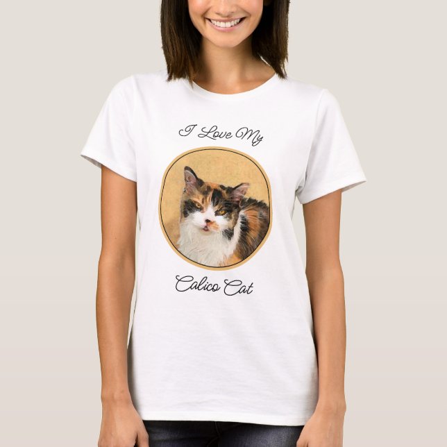 Camiseta Calico Cat Painting - Gato Original Bonito (Frente)