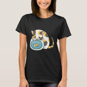 Camiseta Calico Gatinho E Goldfish