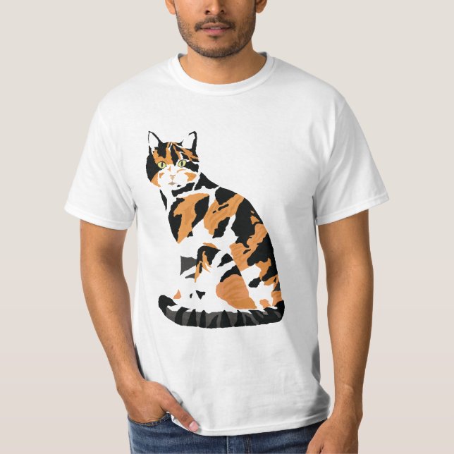 Camiseta Calico gato sentado (Frente)