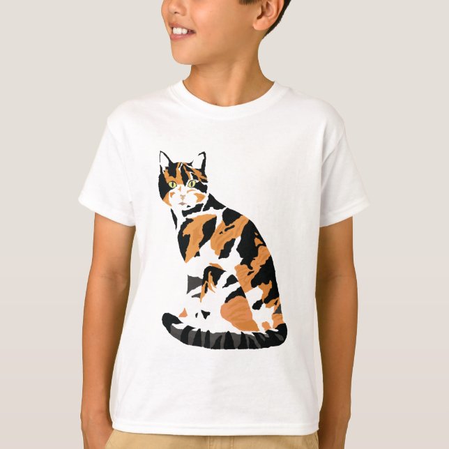 Camiseta Calico gato sentado (Frente)
