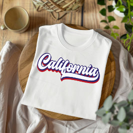 Camiseta Californa Vermelho Branco e Azul Vintage