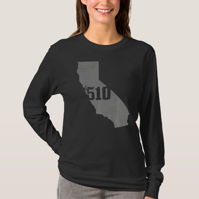 Camiseta California 510 Area Code Richmond Oakland Mães (Frente)