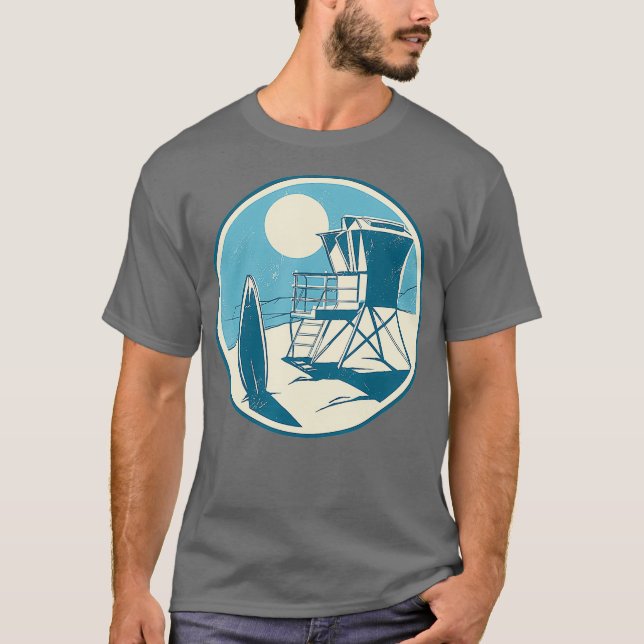 Camiseta California beach design with lifeguard tower and (Frente)
