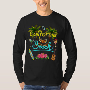 Camiseta California Beach Summer Palm Surf Sun Set Palm Tre