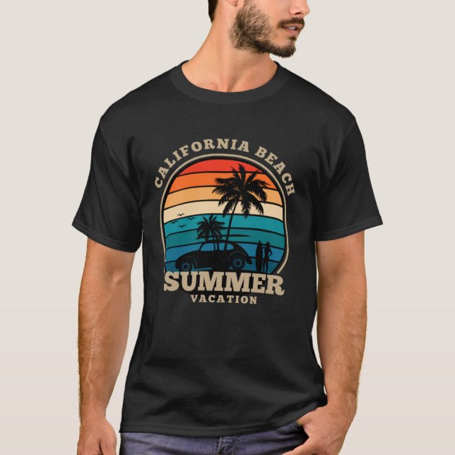 Camiseta California beach summer surfing USA woman men chil (Frente)