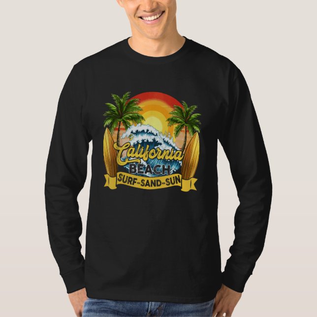 Camiseta California Beach Surf Sand Sun Retro Summer  Men W (Frente)