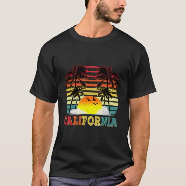 Camiseta California Ca 70'S Palm Trees Surfing (Frente)