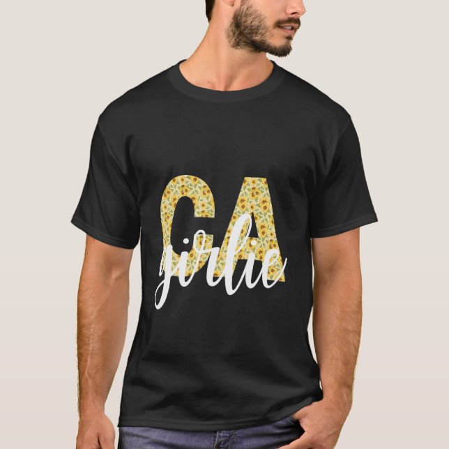 Camiseta Califórnia CA Girl State Pride Simplesmente Sunflo (Frente)