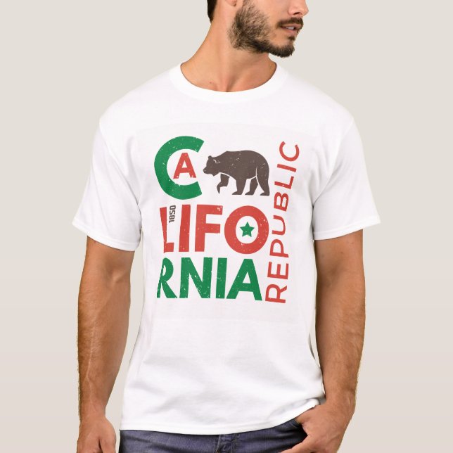 Camiseta Califórnia com logotipo do urso de urso (Frente)