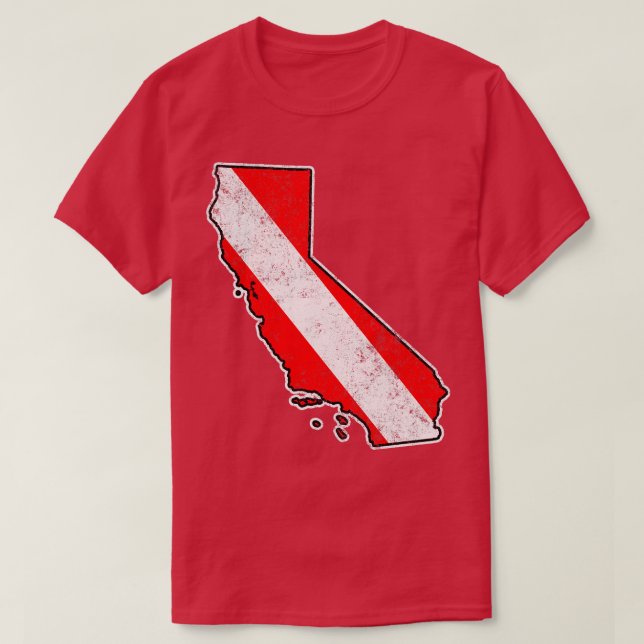 Camiseta California Dive Flag Scuba Divisor State Map Dive  (Frente do Design)