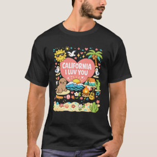Camiseta Califórnia Eu Amo Você, Costa Oeste dos EUA Praia