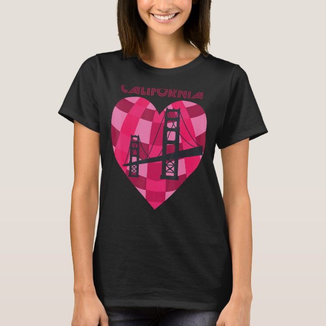 Camiseta California Love San Francisco Heart Ouro Gate Br (Frente)