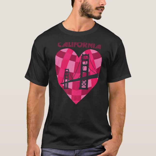 Camiseta California Love San Francisco Heart Ouro Gate Br (Frente)