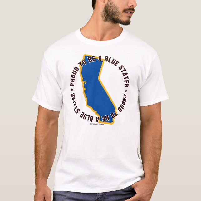 Camiseta Califórnia: Orgulhoso ser um Tshirt azul de (Frente)